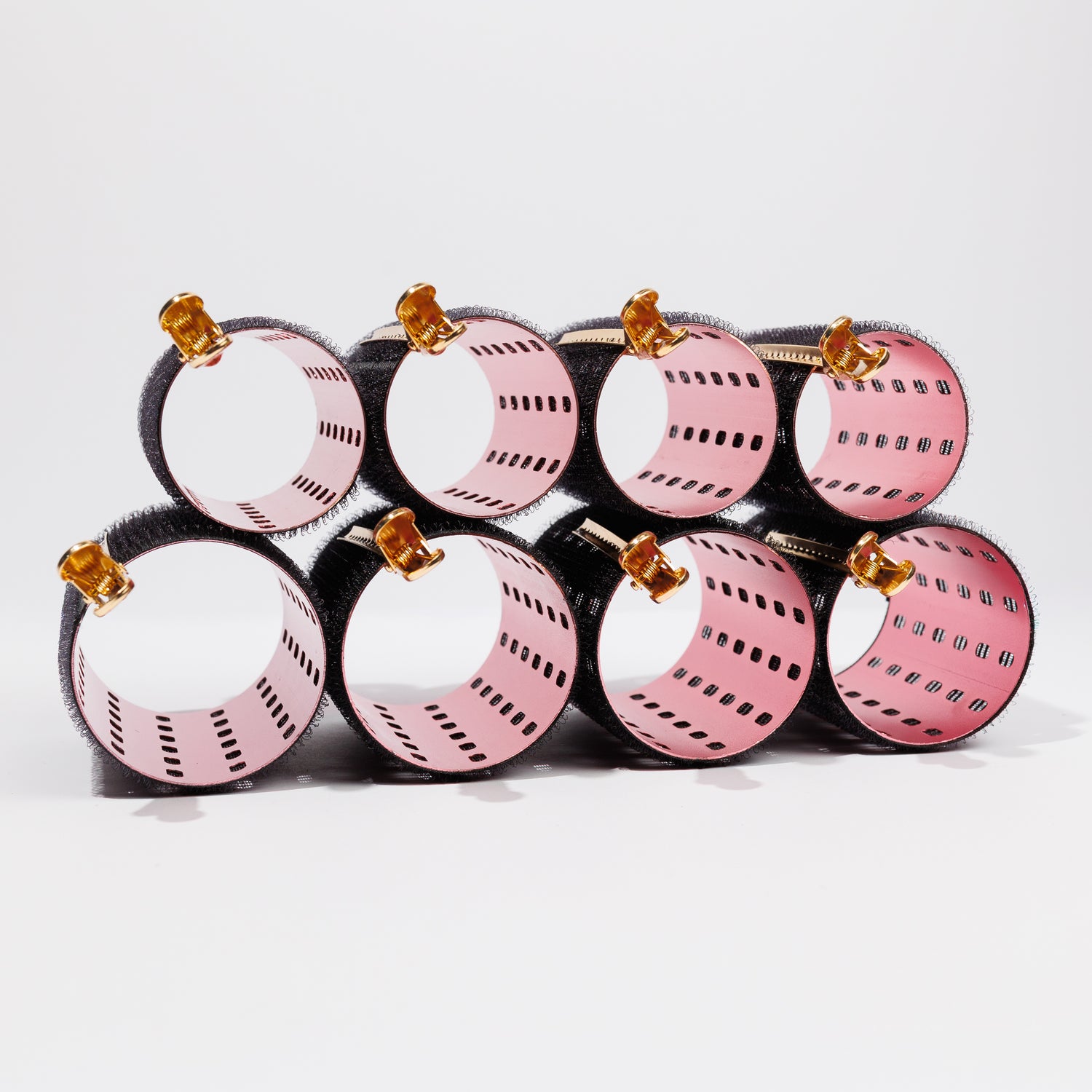 8 x Pack Velcro Rollers with 8 x Gold sliding clips